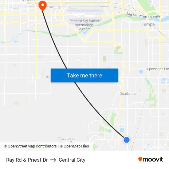 Ray Rd & Priest Dr to Central City map
