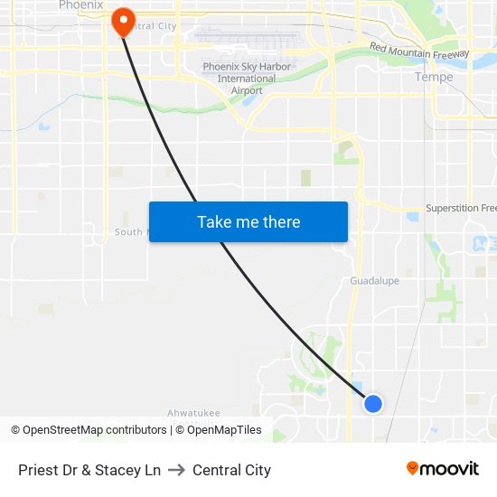 Priest Dr & Stacey Ln to Central City map