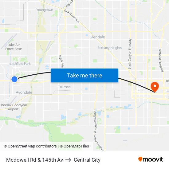 Mcdowell Rd & 145th Av to Central City map