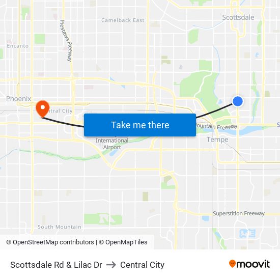 Scottsdale Rd & Lilac Dr to Central City map