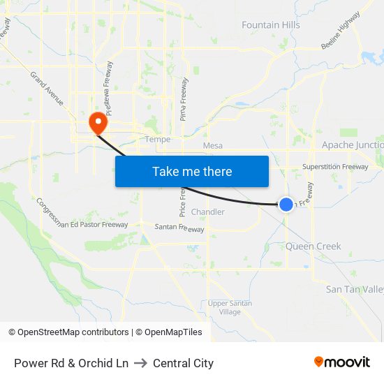 Power Rd & Orchid Ln to Central City map
