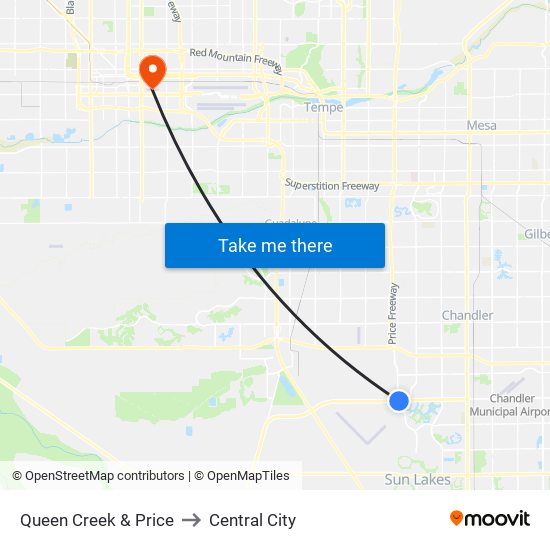 Queen Creek & Price to Central City map