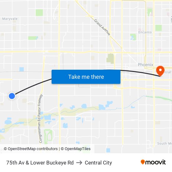 75th Av & Lower Buckeye Rd to Central City map