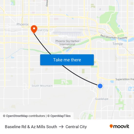 Baseline Rd & Az Mills South to Central City map