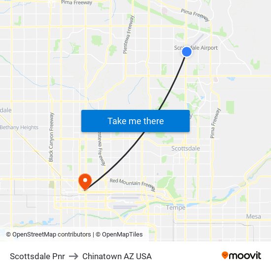 Scottsdale Pnr to Chinatown AZ USA map