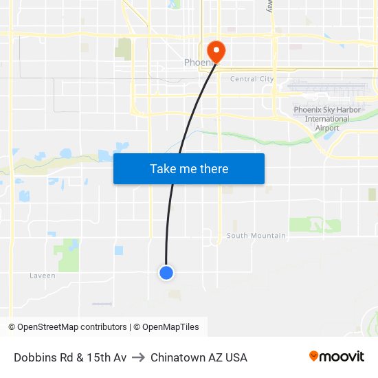 Dobbins Rd & 15th Av to Chinatown AZ USA map