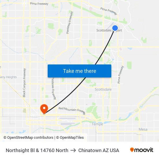 Northsight Bl & 14760 North to Chinatown AZ USA map