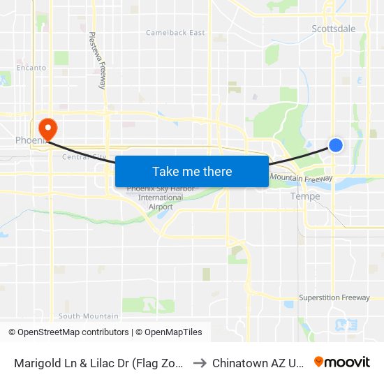 Marigold Ln & Lilac Dr (Flag Zone) to Chinatown AZ USA map