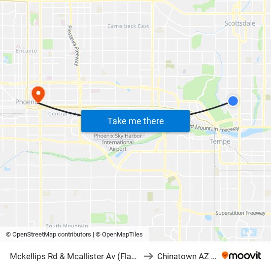 Mckellips Rd & Mcallister Av (Flag Zone) to Chinatown AZ USA map