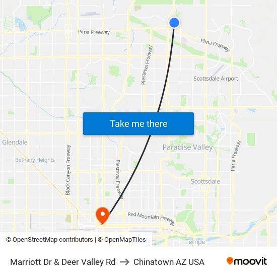 Marriott Dr & Deer Valley Rd to Chinatown AZ USA map