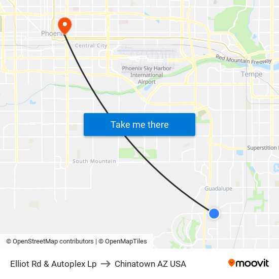 Elliot Rd & Autoplex Lp to Chinatown AZ USA map