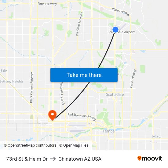 73rd St & Helm Dr to Chinatown AZ USA map