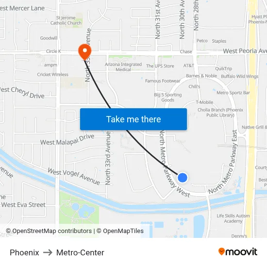 Phoenix to Metro-Center map