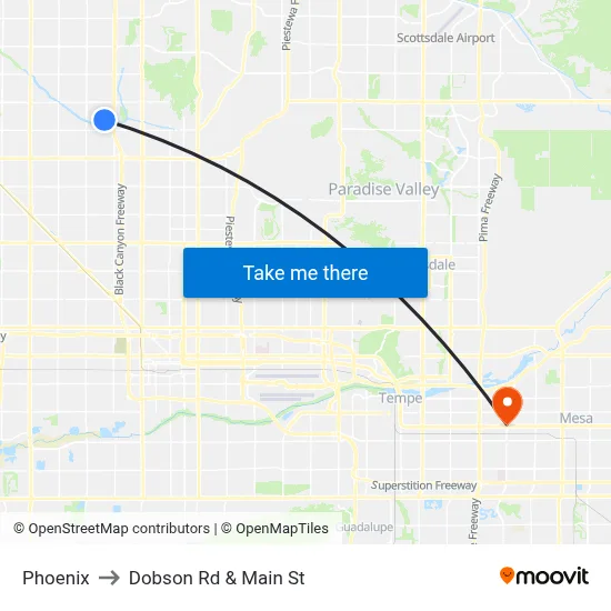 Phoenix to Dobson Rd & Main St map
