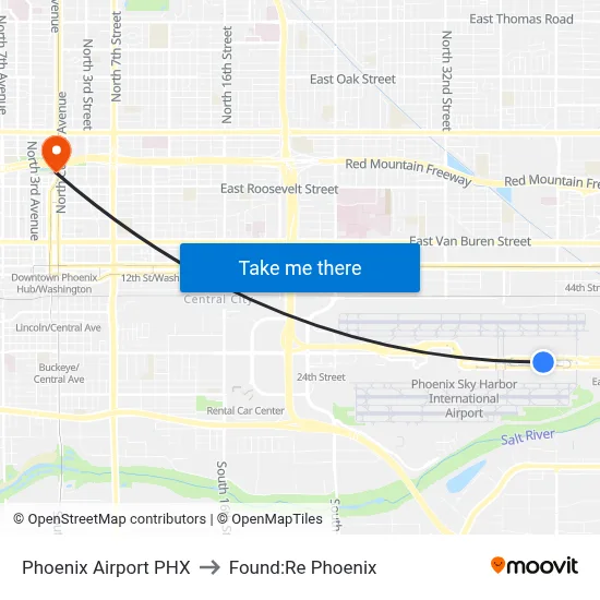 Phoenix Airport PHX to Found:Re Phoenix map