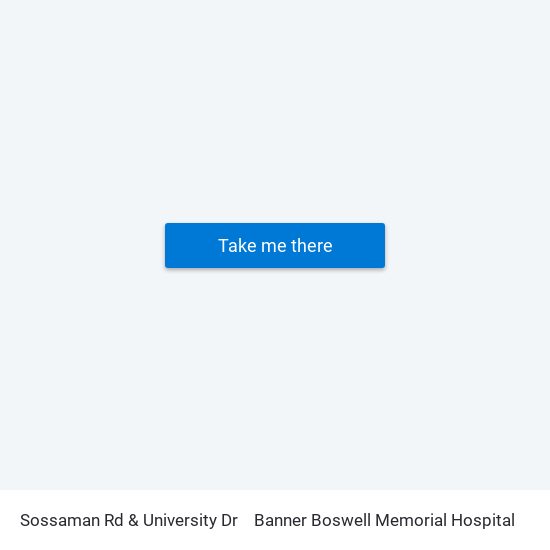 Sossaman Rd & University Dr to Banner Boswell Memorial Hospital map