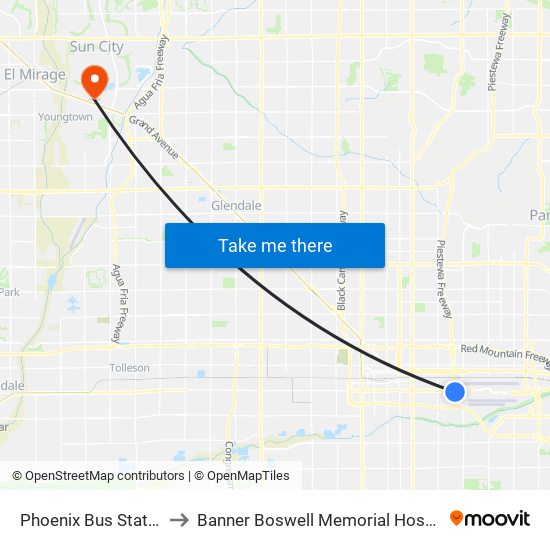Us to Banner Boswell Memorial Hospital map