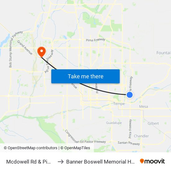 Mcdowell Rd & Pima Rd to Banner Boswell Memorial Hospital map