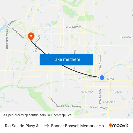 Rio Salado Pkwy & May to Banner Boswell Memorial Hospital map