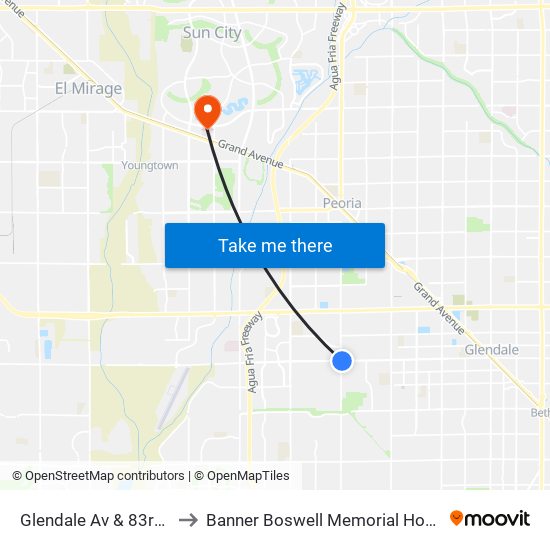 Glendale Av & 83rd Av to Banner Boswell Memorial Hospital map