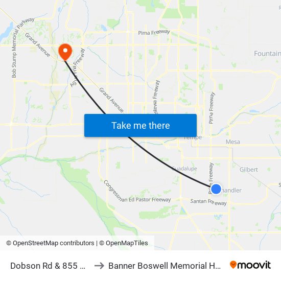 Dobson Rd & 855 North to Banner Boswell Memorial Hospital map