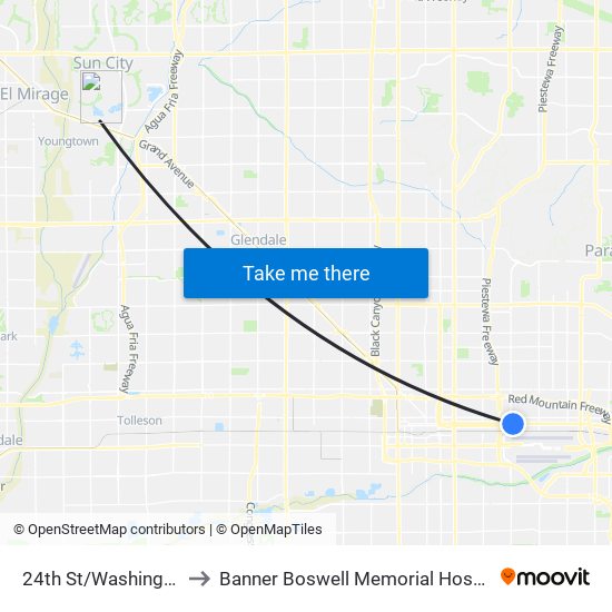 24th St/Washington to Banner Boswell Memorial Hospital map