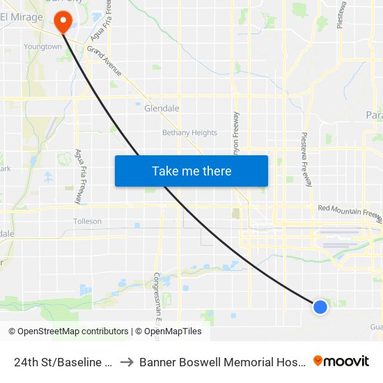 24th St/Baseline Pnr to Banner Boswell Memorial Hospital map