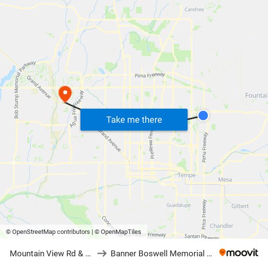 Mountain View Rd & 87th Pl to Banner Boswell Memorial Hospital map