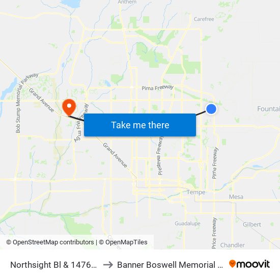 Northsight Bl & 14760 North to Banner Boswell Memorial Hospital map