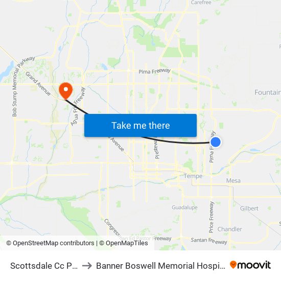 Scottsdale Cc Pnr to Banner Boswell Memorial Hospital map