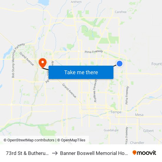 73rd St & Butherus Dr to Banner Boswell Memorial Hospital map