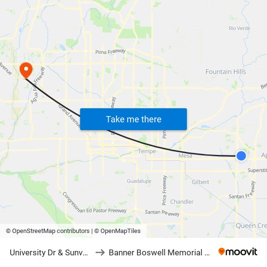 University Dr & Sunvalley Bl to Banner Boswell Memorial Hospital map