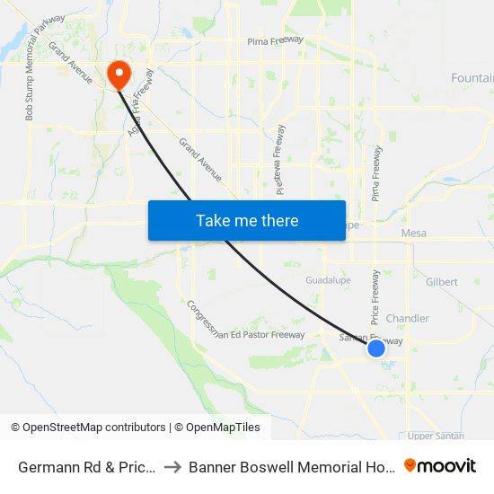 Germann Rd & Price Rd to Banner Boswell Memorial Hospital map