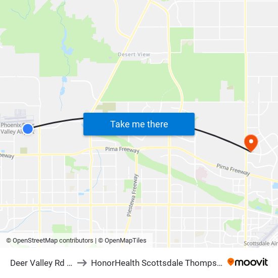 Deer Valley Rd & Central Av to HonorHealth Scottsdale Thompson Peak Medical Center map