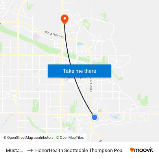 Mustang Tc to HonorHealth Scottsdale Thompson Peak Medical Center map