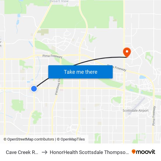 Cave Creek Rd & Bell Rd to HonorHealth Scottsdale Thompson Peak Medical Center map