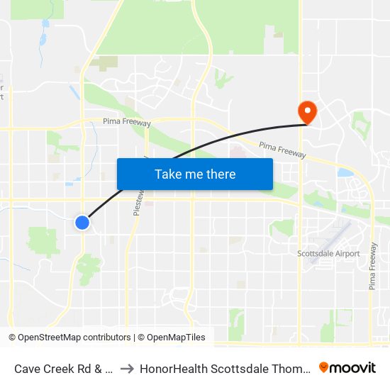 Cave Creek Rd & Greenway Pkwy to HonorHealth Scottsdale Thompson Peak Medical Center map
