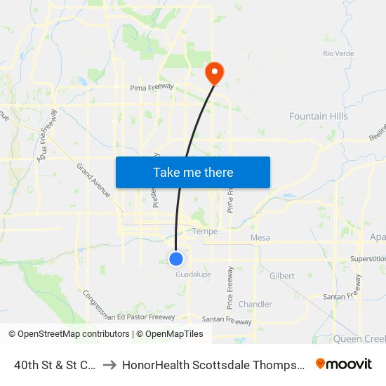 40th St & St Catherine Av to HonorHealth Scottsdale Thompson Peak Medical Center map