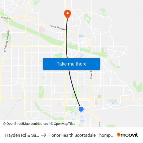 Hayden Rd & San Salvador Dr to HonorHealth Scottsdale Thompson Peak Medical Center map