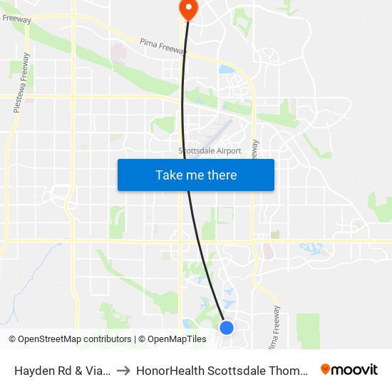 Hayden Rd & Via De Los Libros to HonorHealth Scottsdale Thompson Peak Medical Center map