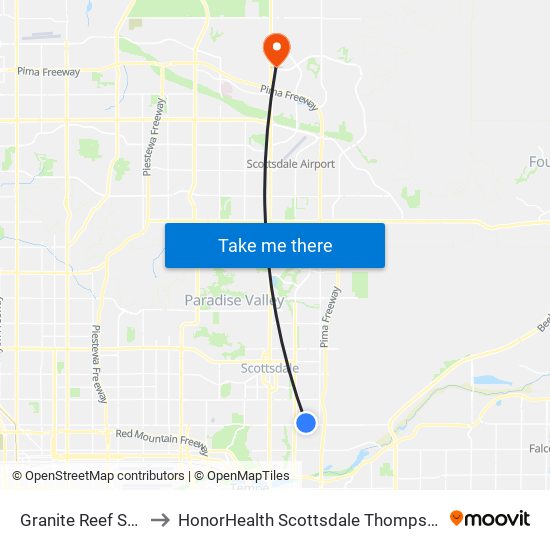 Granite Reef Senior Center to HonorHealth Scottsdale Thompson Peak Medical Center map