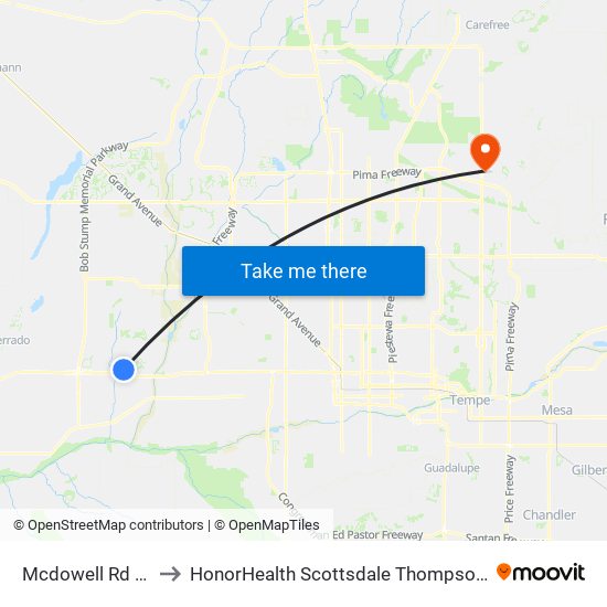 Mcdowell Rd & 145th Av to HonorHealth Scottsdale Thompson Peak Medical Center map