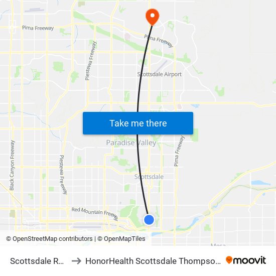 Scottsdale Rd & Lilac Dr to HonorHealth Scottsdale Thompson Peak Medical Center map