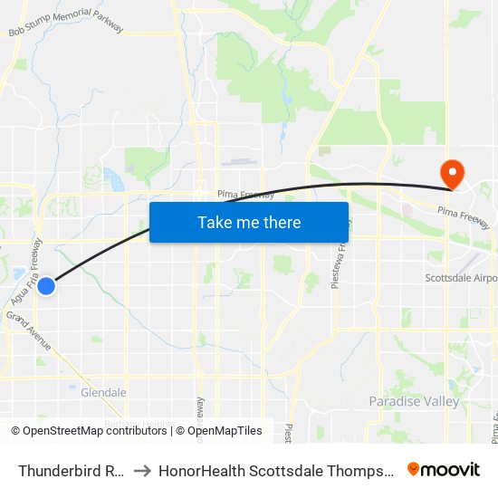 Thunderbird Rd & 79th Av to HonorHealth Scottsdale Thompson Peak Medical Center map