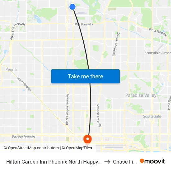 Hilton Garden Inn Phoenix North Happy Valley to Chase Field map