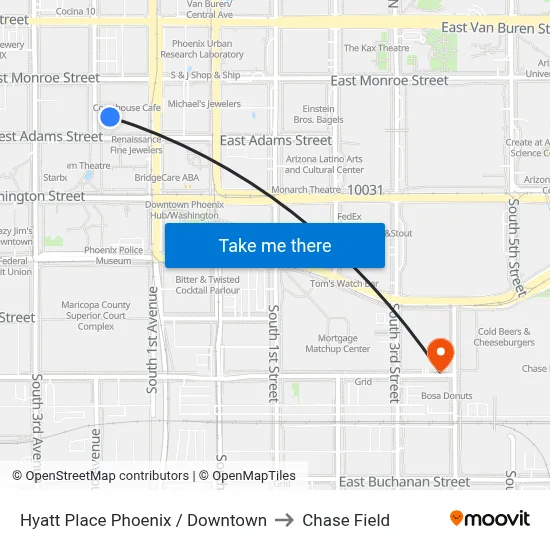 Hyatt Place Phoenix / Downtown to Chase Field map