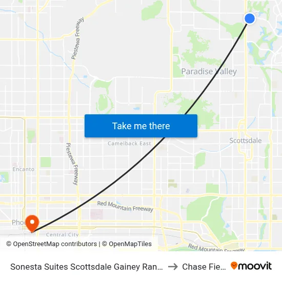 Sonesta Suites Scottsdale Gainey Ranch to Chase Field map