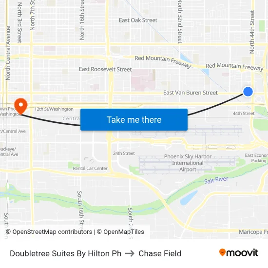 Doubletree Suites By Hilton Ph to Chase Field map
