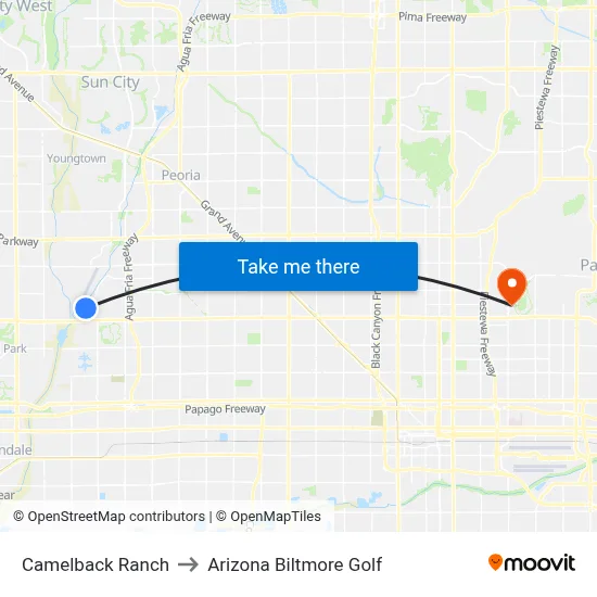 Camelback Ranch to Arizona Biltmore Golf map
