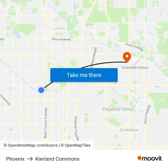Phoenix to Kierland Commons map
